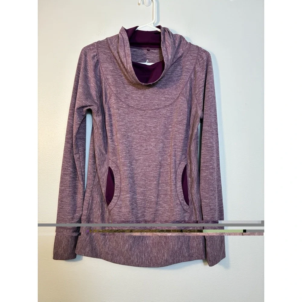 Prana Ember Performance Knit Cowl Neck Pullover Sweater Sz M Purple‎ Hiking